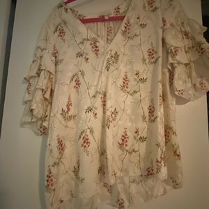 Rebecca Taylor blouse ,cream with floral pattern